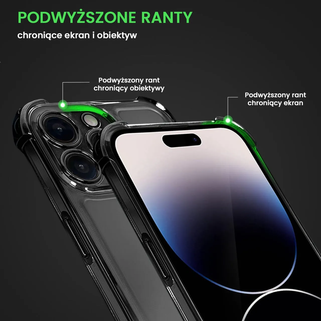 Etui do iPhone 14 Pro Hybrid Elegance Anti-Shock z osłoną na aparat i poduszkami, czarne (OUTLET)
