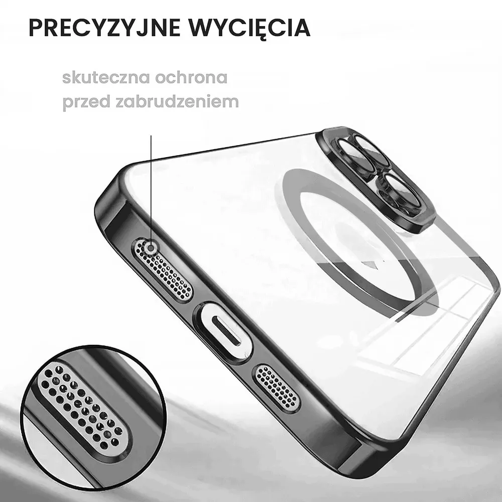 Etui do iPhone 14 Pro Max Slim Protect Full Cover MagSafe Hard Back, twardy tył, przeźroczyste, czarne