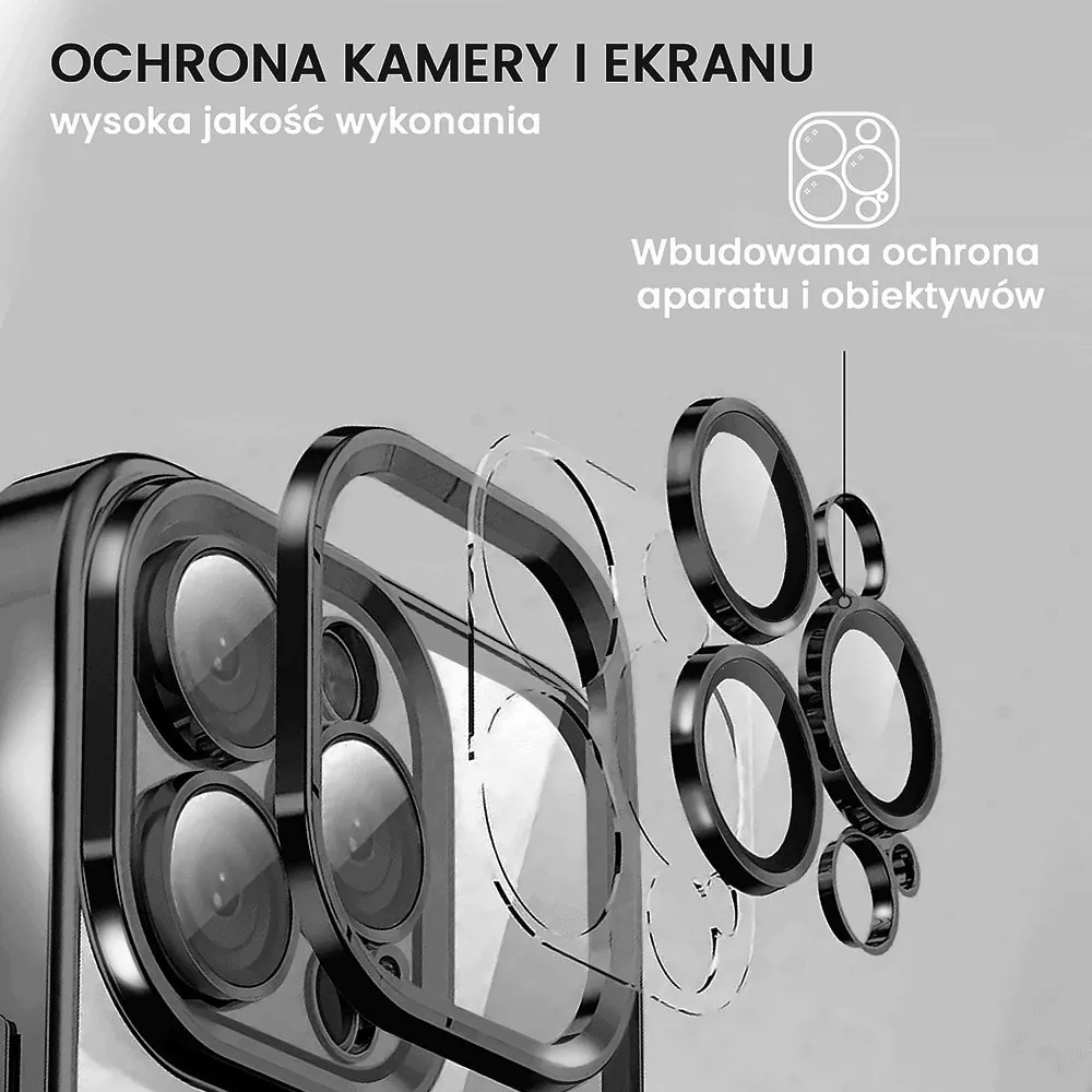 Etui do iPhone 14 Pro Max Slim Protect Full Cover MagSafe Hard Back, twardy tył, przeźroczyste, czarne