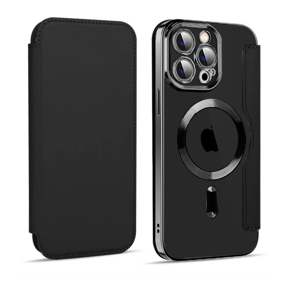Etui do iPhone 14 Pro typu książka Book Magsafe Lens Protect, z klapką, czarne
