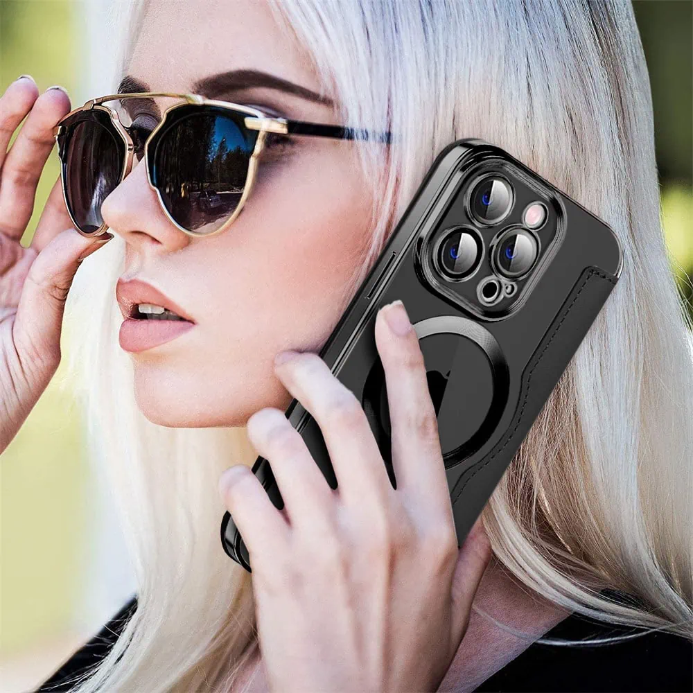 Etui do iPhone 14 Pro typu książka Book Magsafe Lens Protect, z klapką, czarne