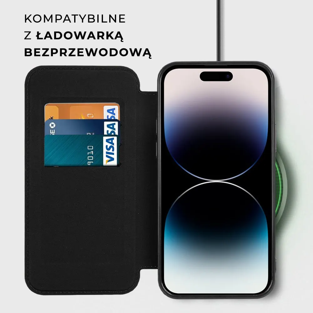 Etui do iPhone 14 Pro typu książka Book Magsafe Lens Protect, z klapką, czarne