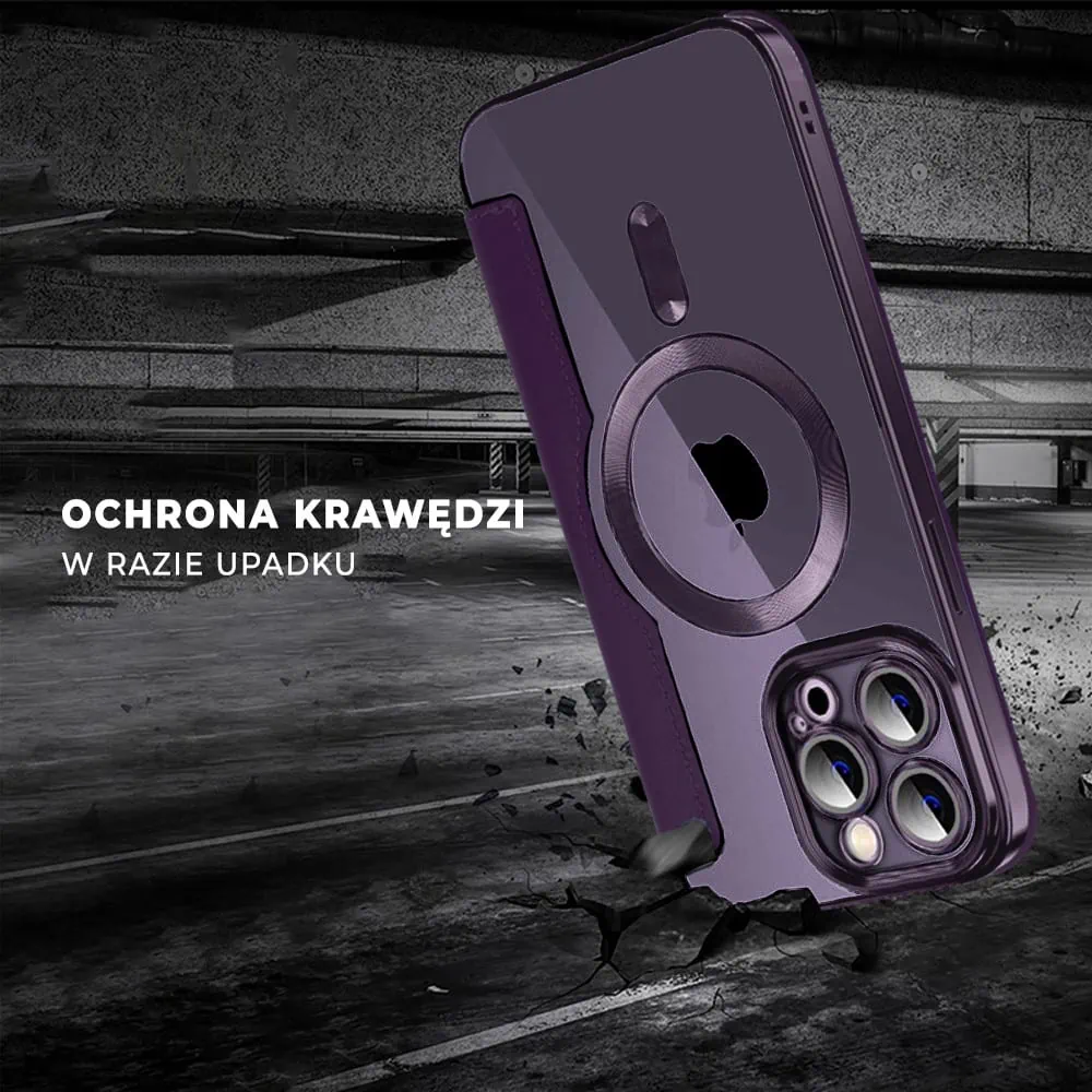 Etui do iPhone 14 Pro typu książka Book Magsafe Lens Protect, z klapką, głęboka purpura