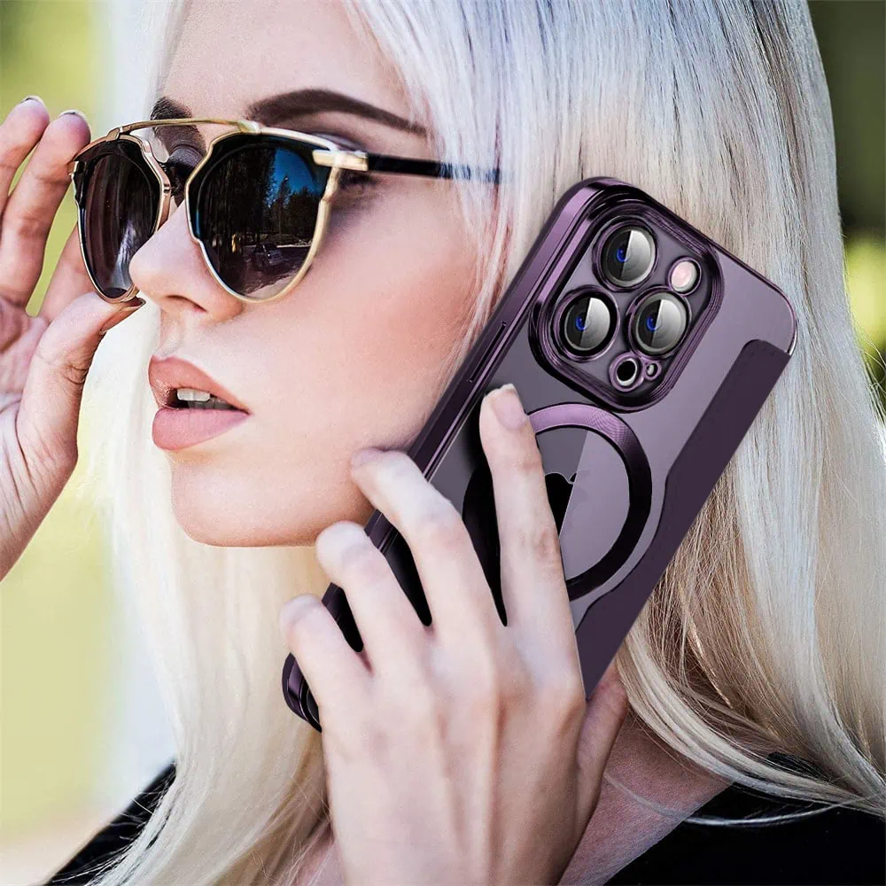 Etui do iPhone 14 Pro typu książka Book Magsafe Lens Protect, z klapką, głęboka purpura