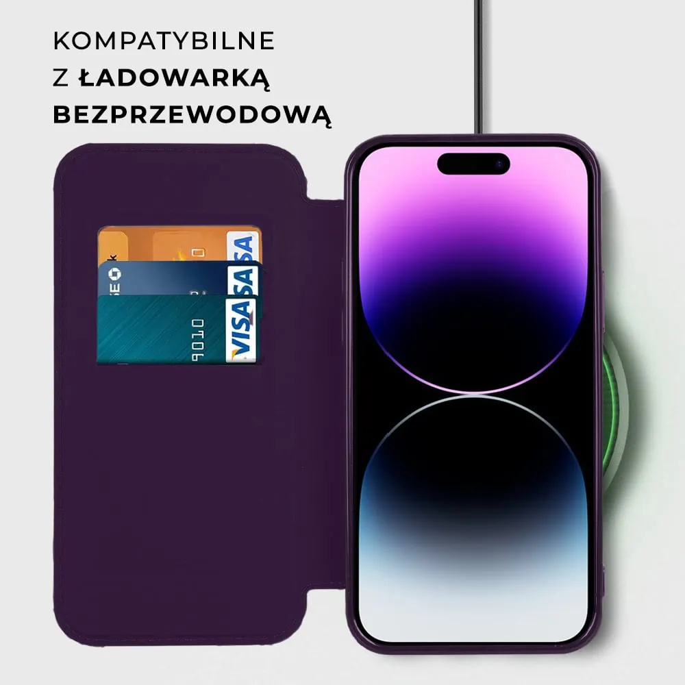 Etui do iPhone 14 Pro typu książka Book Magsafe Lens Protect, z klapką, głęboka purpura