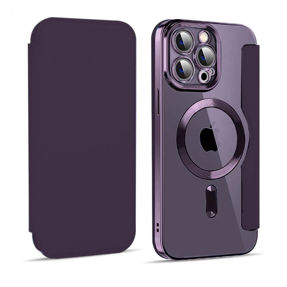 Etui do iPhone 14 Pro typu książka Book Magsafe Lens Protect, z klapką, głęboka purpura