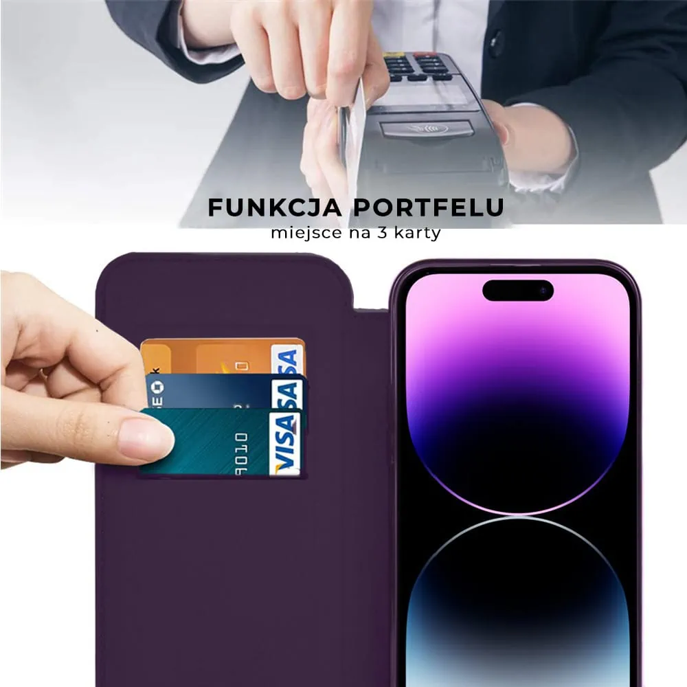 Etui do iPhone 14 Pro typu książka Book Magsafe Lens Protect, z klapką, głęboka purpura