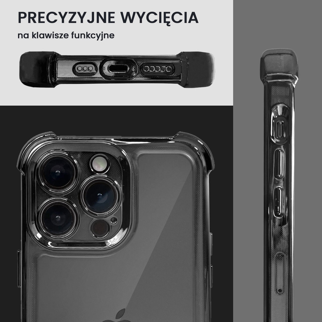 Etui do iPhone 14 Pro Hybrid Elegance Anti-Shock z osłoną na aparat i poduszkami, czarne (OUTLET)