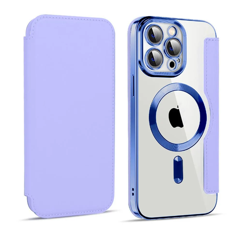 Etui do iPhone 14 Pro Max typu książka Book Magsafe Lens Protect, z klapką, błękitne