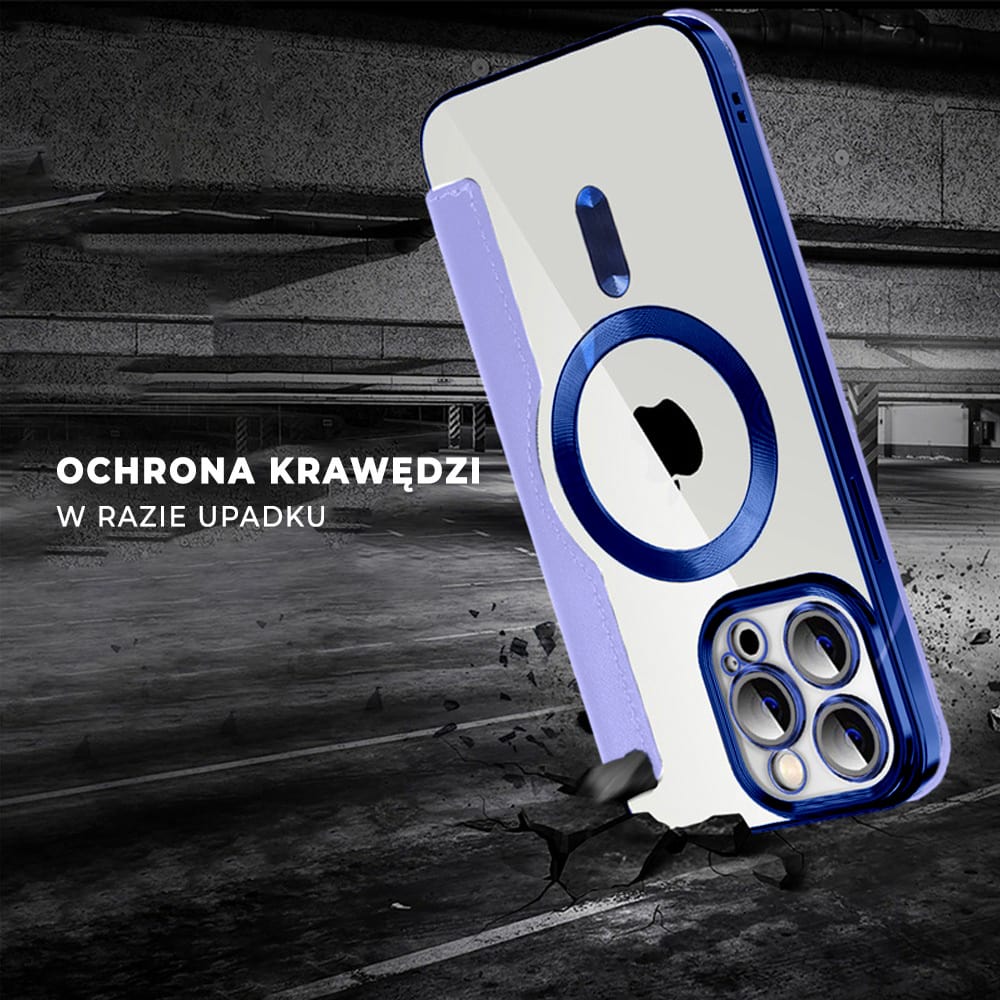 Etui do iPhone 14 Pro Max typu książka Book Magsafe Lens Protect, z klapką, błękitne