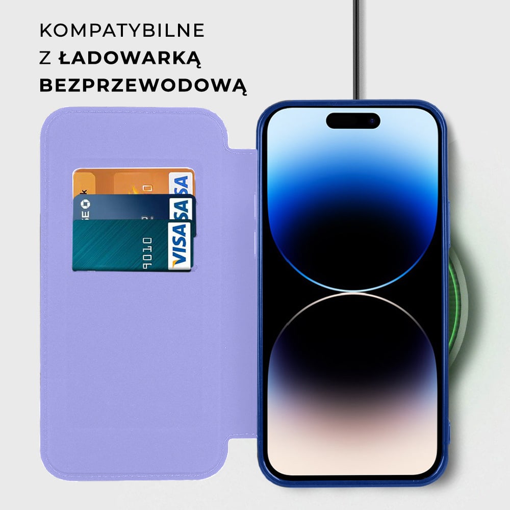 Etui do iPhone 14 Pro Max typu książka Book Magsafe Lens Protect, z klapką, błękitne