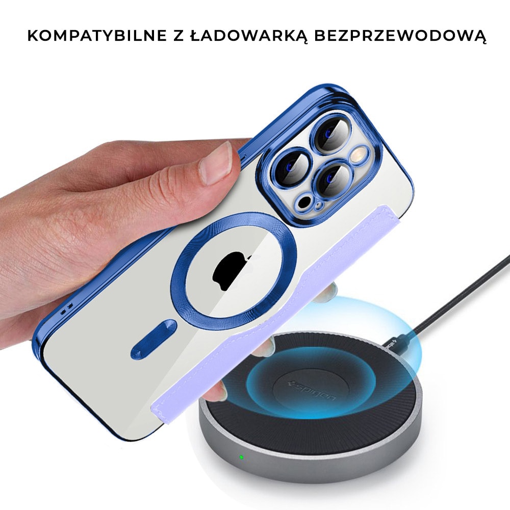 Etui do iPhone 14 Pro Max typu książka Book Magsafe Lens Protect, z klapką, błękitne
