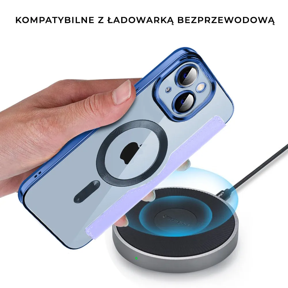 Etui do iPhone 14 typu książka Book Magsafe Lens Protect, z klapką, błękitne