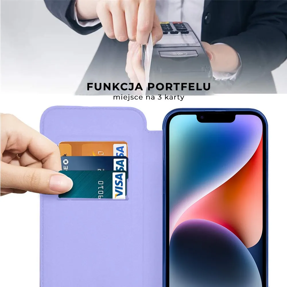 Etui do iPhone 14 typu książka Book Magsafe Lens Protect, z klapką, błękitne