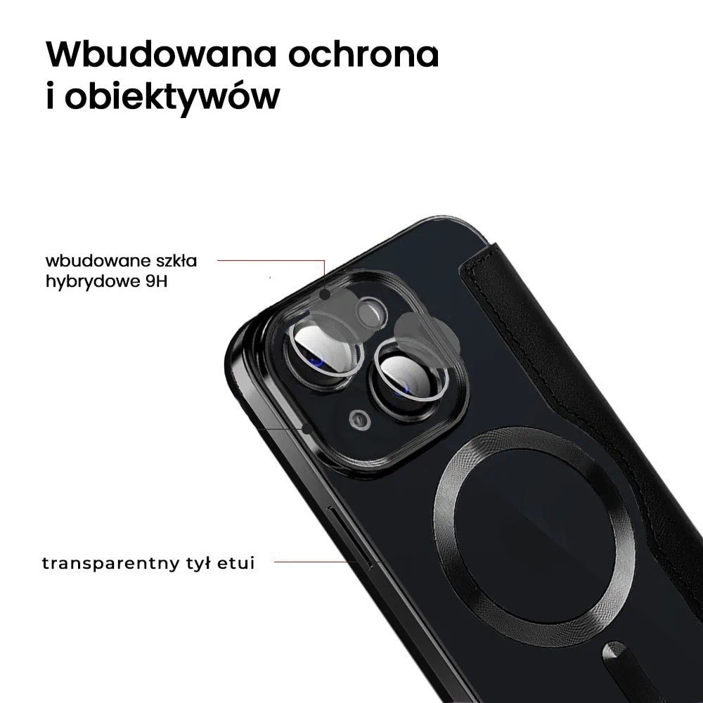 Etui do iPhone 13 Mini typu książka Book Magsafe Lens Protect, z klapką, czarne