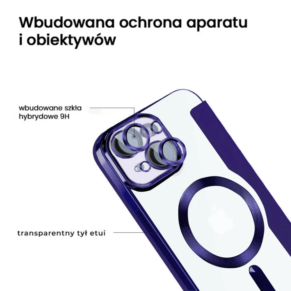 Etui do iPhone 15 Plus typu książka Book Magsafe Lens Protect, z klapką, granatowe