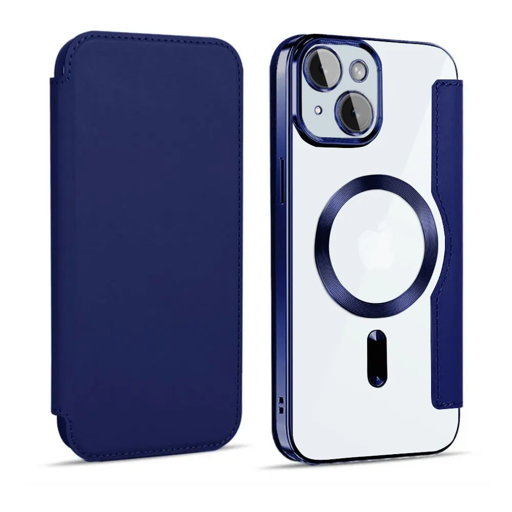 Etui do iPhone 15 Plus typu książka Book Magsafe Lens Protect, z klapką, granatowe