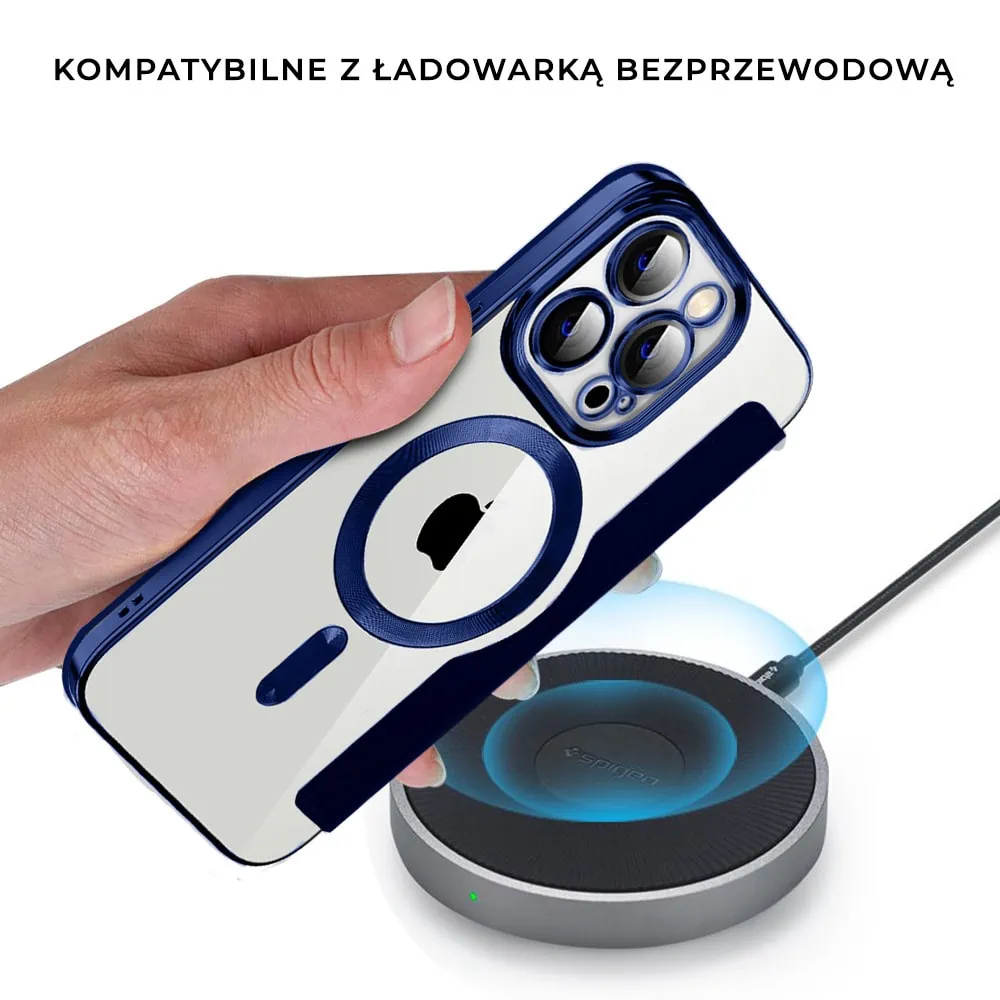 Etui do iPhone 15 Pro Max typu książka Book Magsafe Lens Protect, z klapką, niebieskie