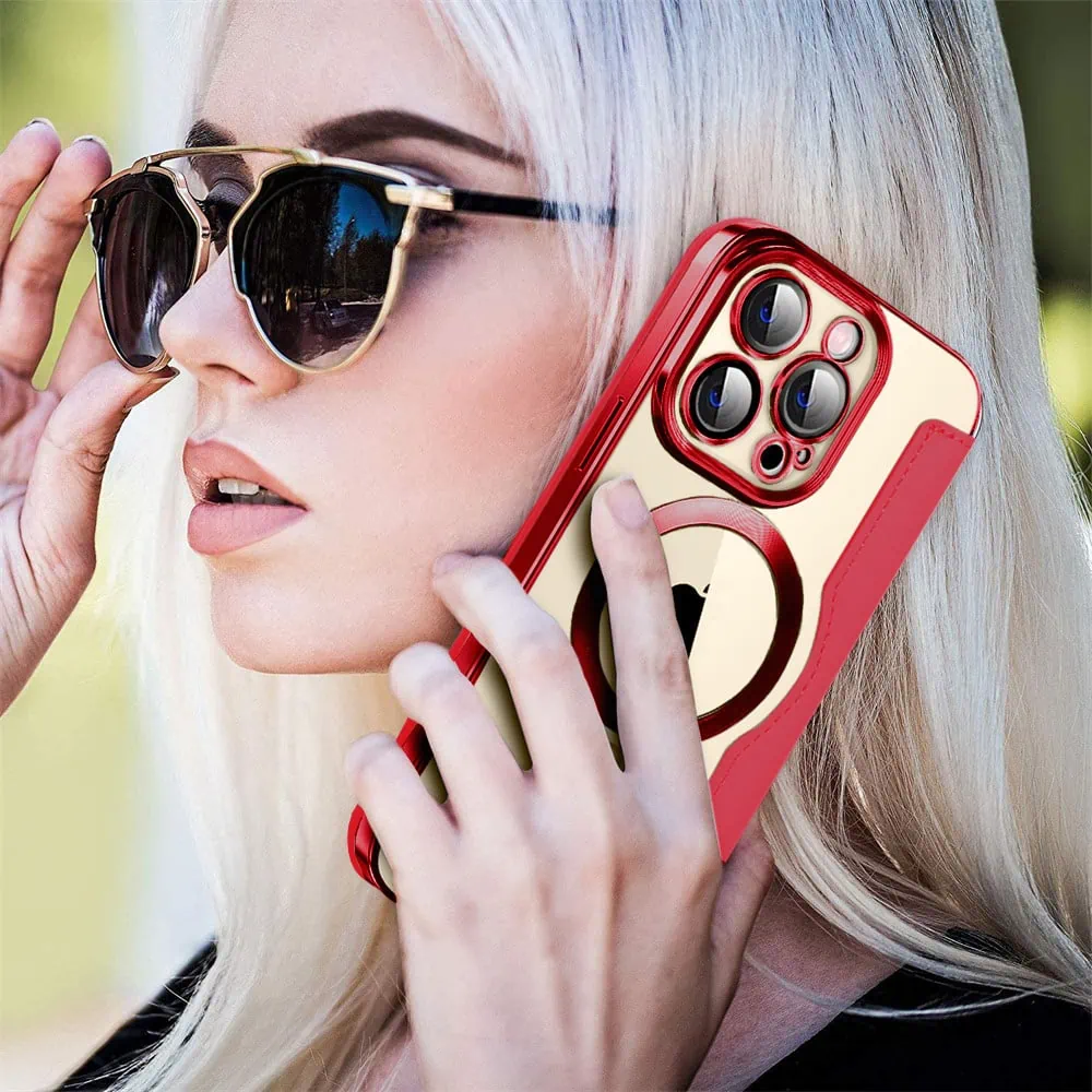 Etui do iPhone 15 Pro typu książka Book Magsafe Lens Protect, z klapką, czerwone