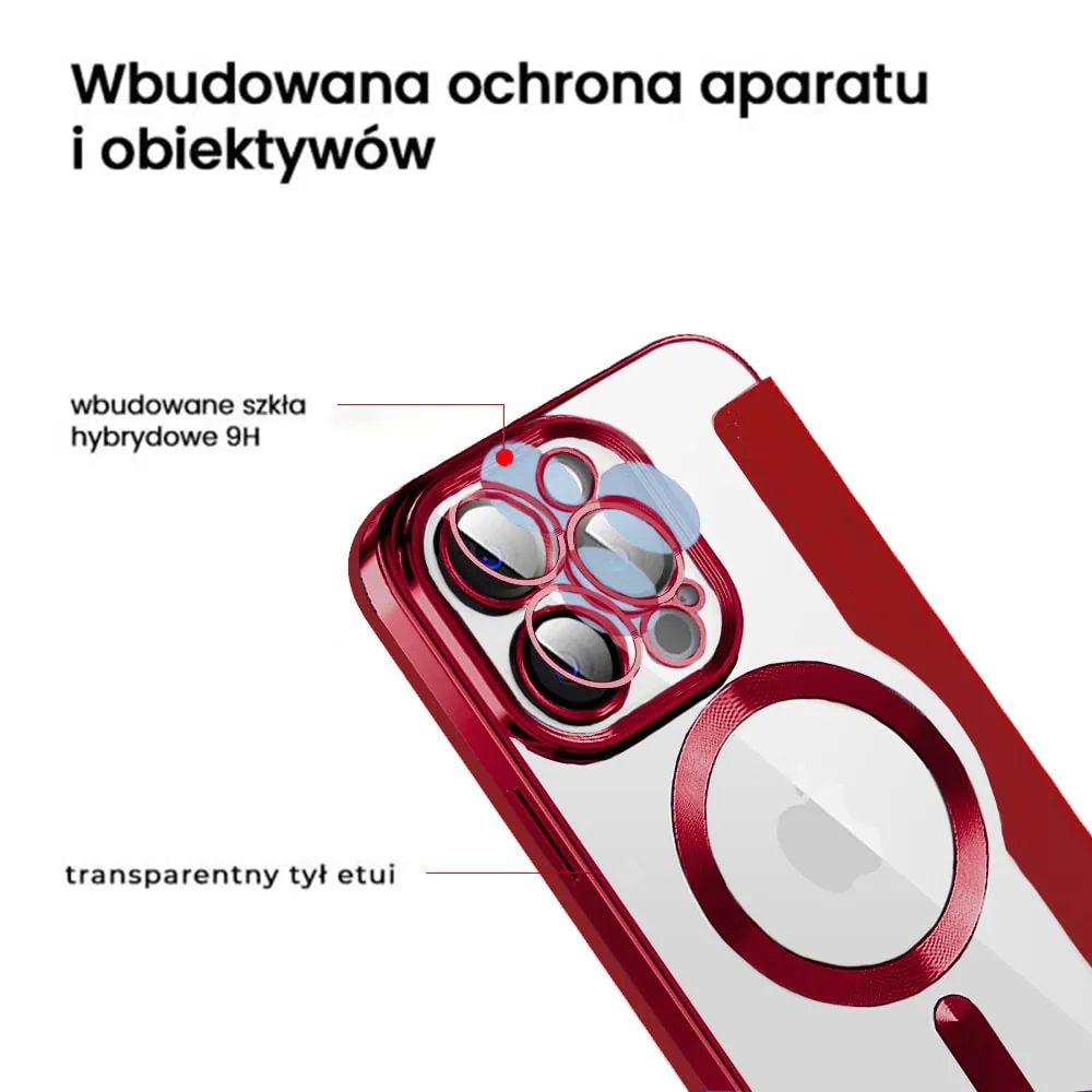 Etui do iPhone 15 Pro typu książka Book Magsafe Lens Protect, z klapką, czerwone