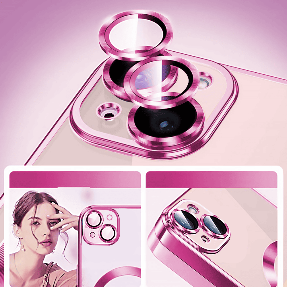 Etui do iPhone 15 Slim Protect Full Cover MagSafe Hard Back, twardy tył, przeźroczyste, różowe