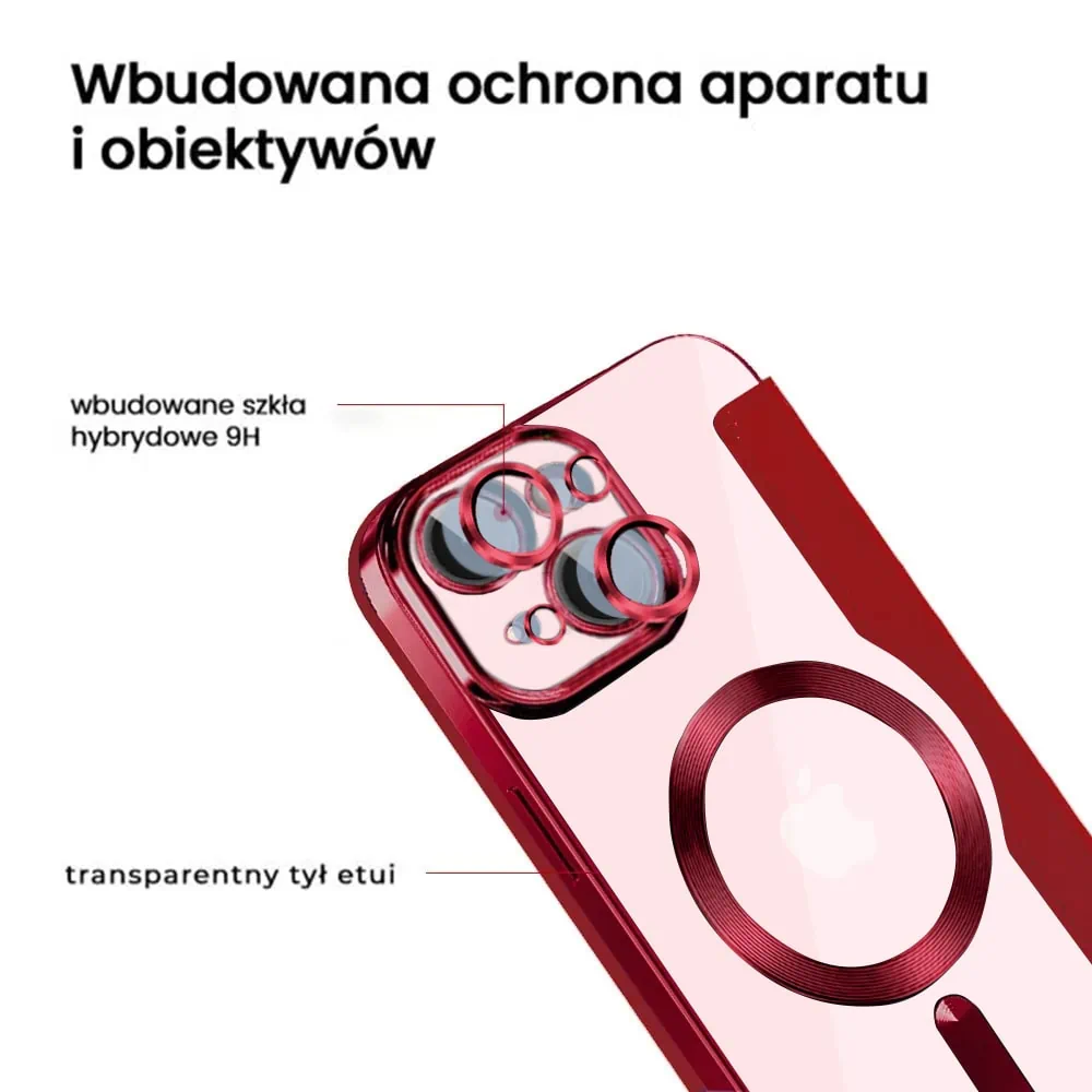 Etui do iPhone 15 typu książka Book Magsafe Lens Protect, z klapką, czerwone