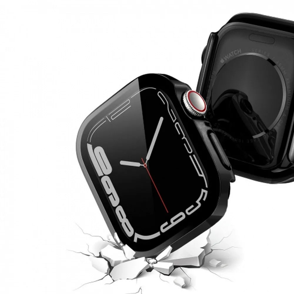 Etui ze szkłem do Apple Watch 7/8/9 45 mm, czarne