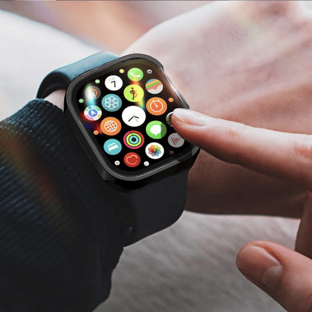 Etui ze szkłem do Apple Watch 7/8/9 45 mm, czarne