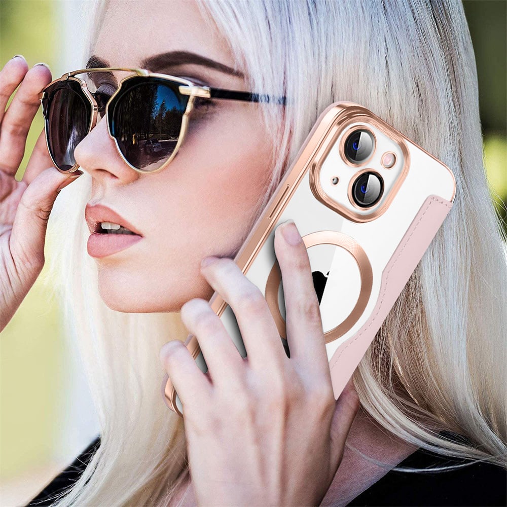 Etui do iPhone 14 typu książka Book Magsafe Lens Protect, z klapką, różowe