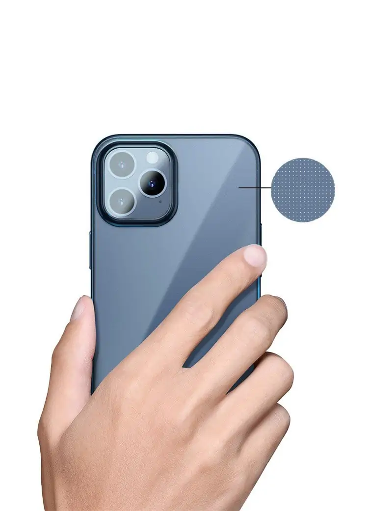 Etui do iPhone 12 Mini Elegance Slim przeźroczyste, ramka kolor niebieski pacyficzny