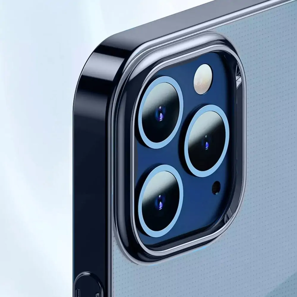 Etui do iPhone 12 Mini Elegance Slim przeźroczyste, ramka kolor niebieski pacyficzny