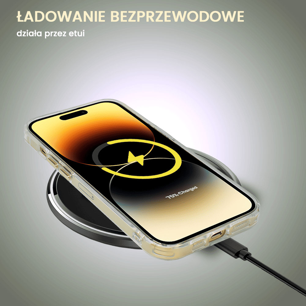 Etui do iPhone 14 Pro Ibizu Premium Slim MagSafe cienkie, przeźroczyste, złote