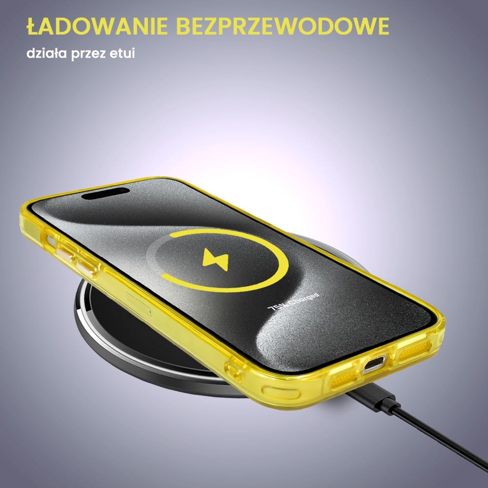 Etui do iPhone 15 Pro Max Ibizu Premium Slim MagSafe cienkie, przeźroczyste, żółto-złote