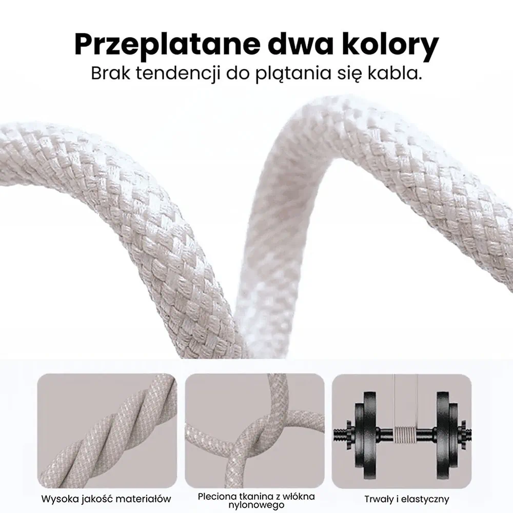 Kabel 2xUSB Typ C do iPhone 15/16, tableta, laptopa, transmisja danych, 1 metr, tytanowy