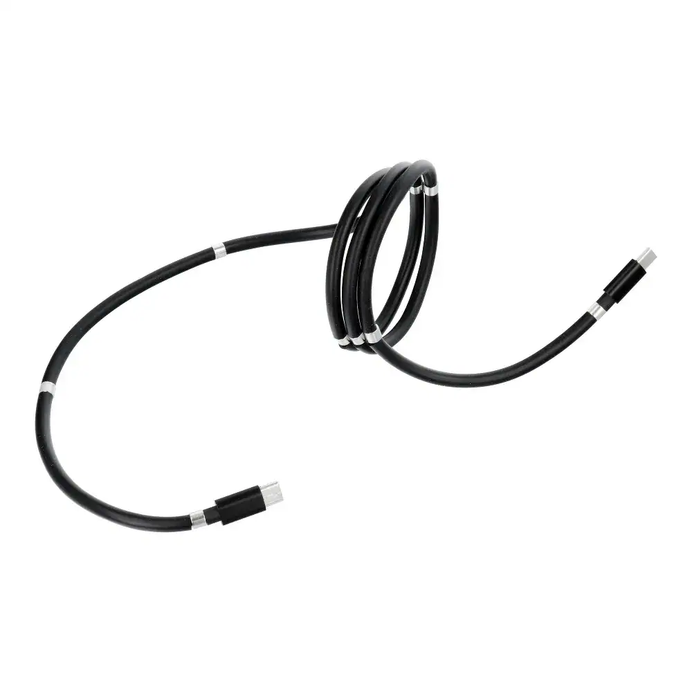 Kabel 2xUSB Typ C do iPhone 15/16, tableta, laptopa, samoorganizujący, składany magnetycznie, 1 metr, czarny