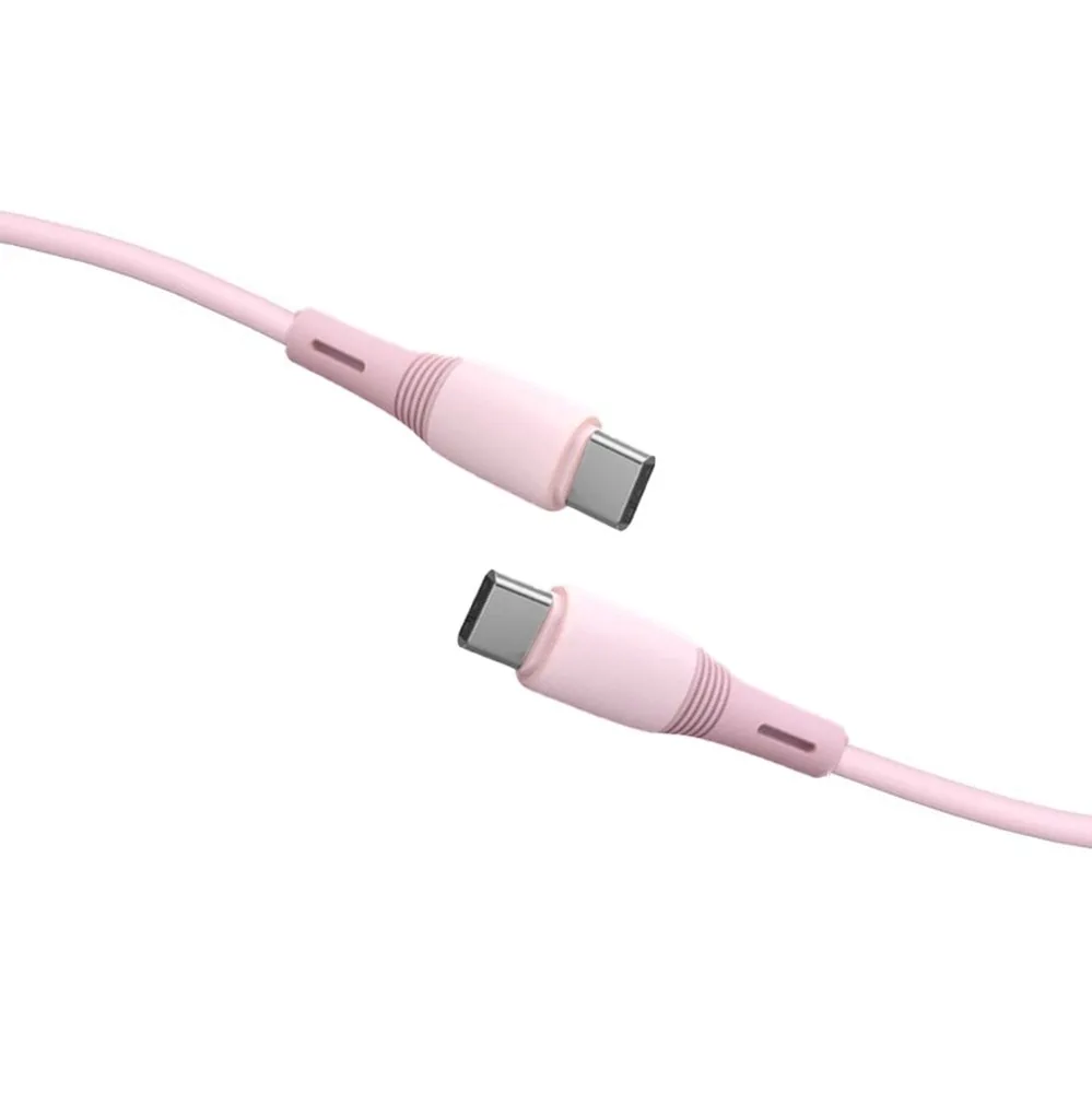 Kabel 2xUSB Typ C do iPhone 15/16, tableta, laptopa, PD60W, szybkie ładowanie, 1 metr, różowy