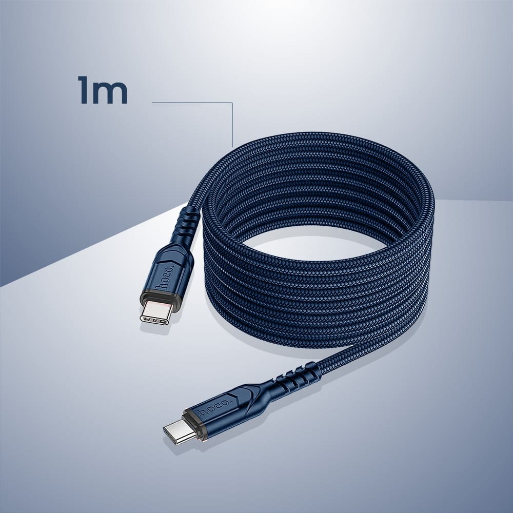 Kabel 2xUSB Typ C do iPhone 15/16, tableta, laptopa, 2 metry, granatowy