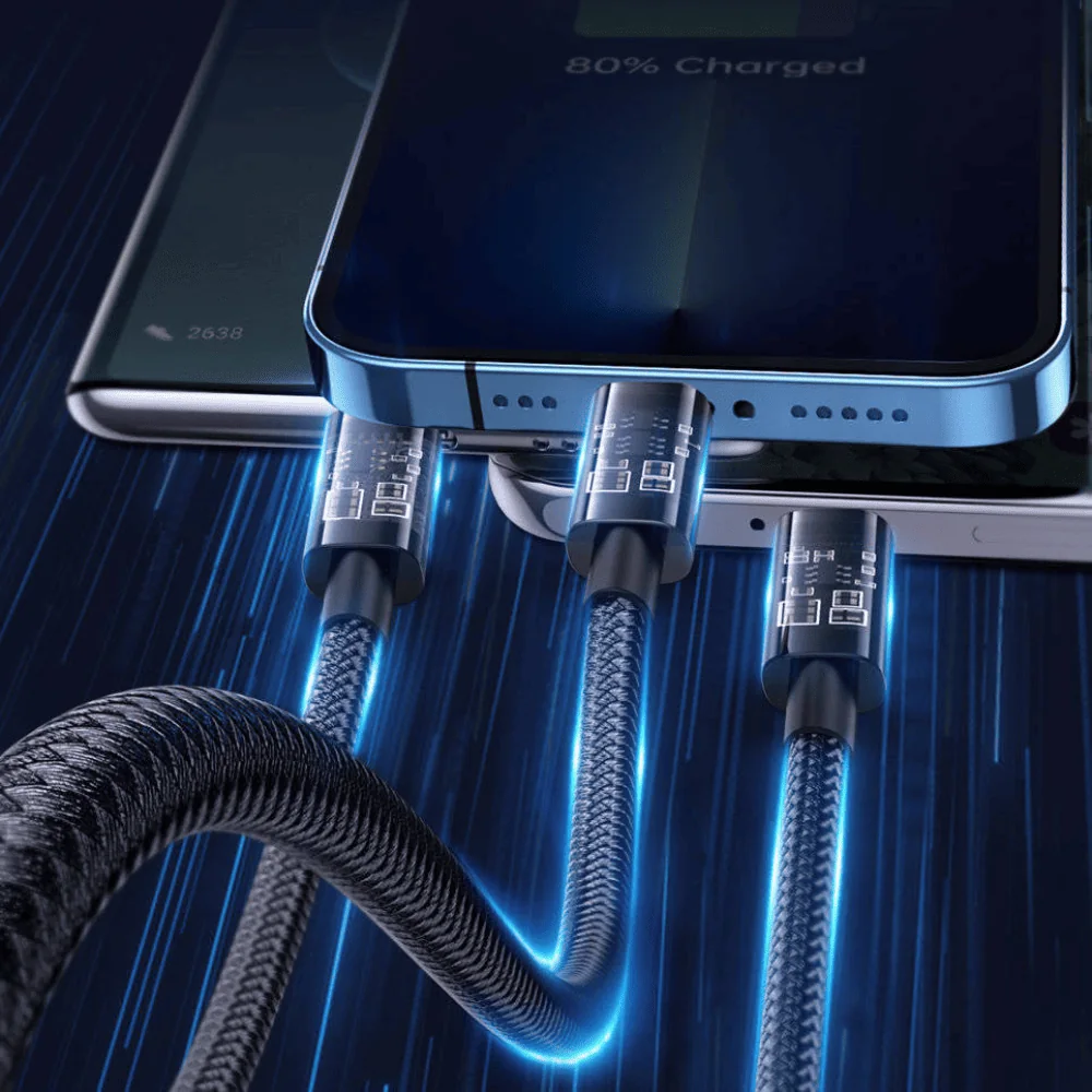 Kabel 3w1 USB – na micro USB, Lightning, USB Typ C, 1.2 metra, czarny