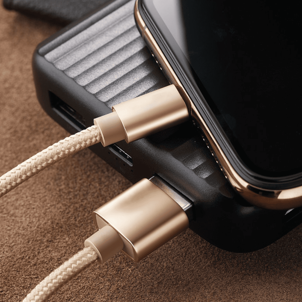 Kabel USB – Lightning, do iPhone SE/8/X/XR/XS/11/12/13/14, szybkie ładowanie, metalowe końcówki, 1 metr, złoty