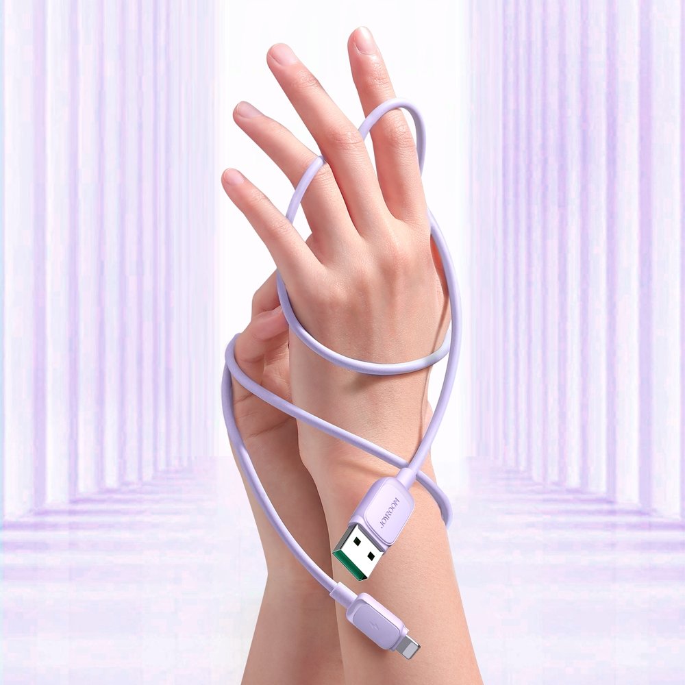 Kabel USB – Lightning do ładowania / transmisji danych, 2.4A, 1.2 metra, fioletowy liliowy