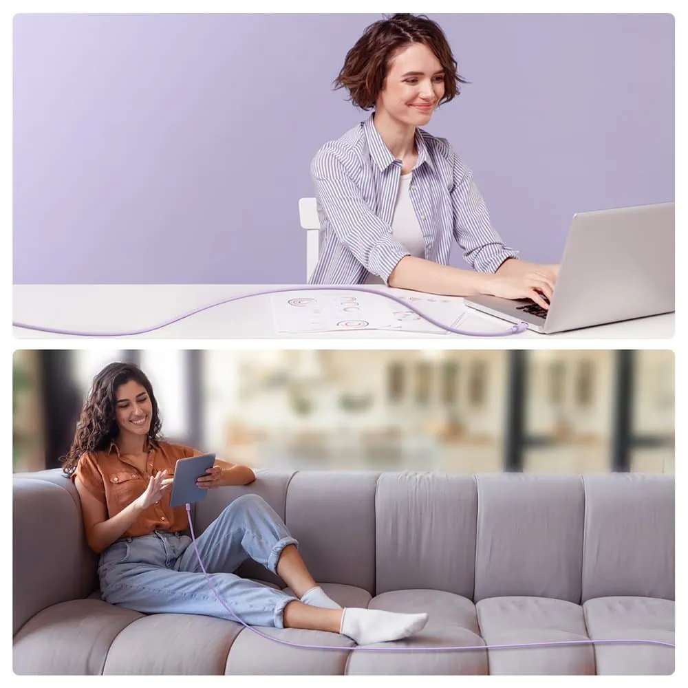 Kabel USB – Lightning do ładowania / transmisji danych, 2.4A, 1.2 metra, fioletowy liliowy