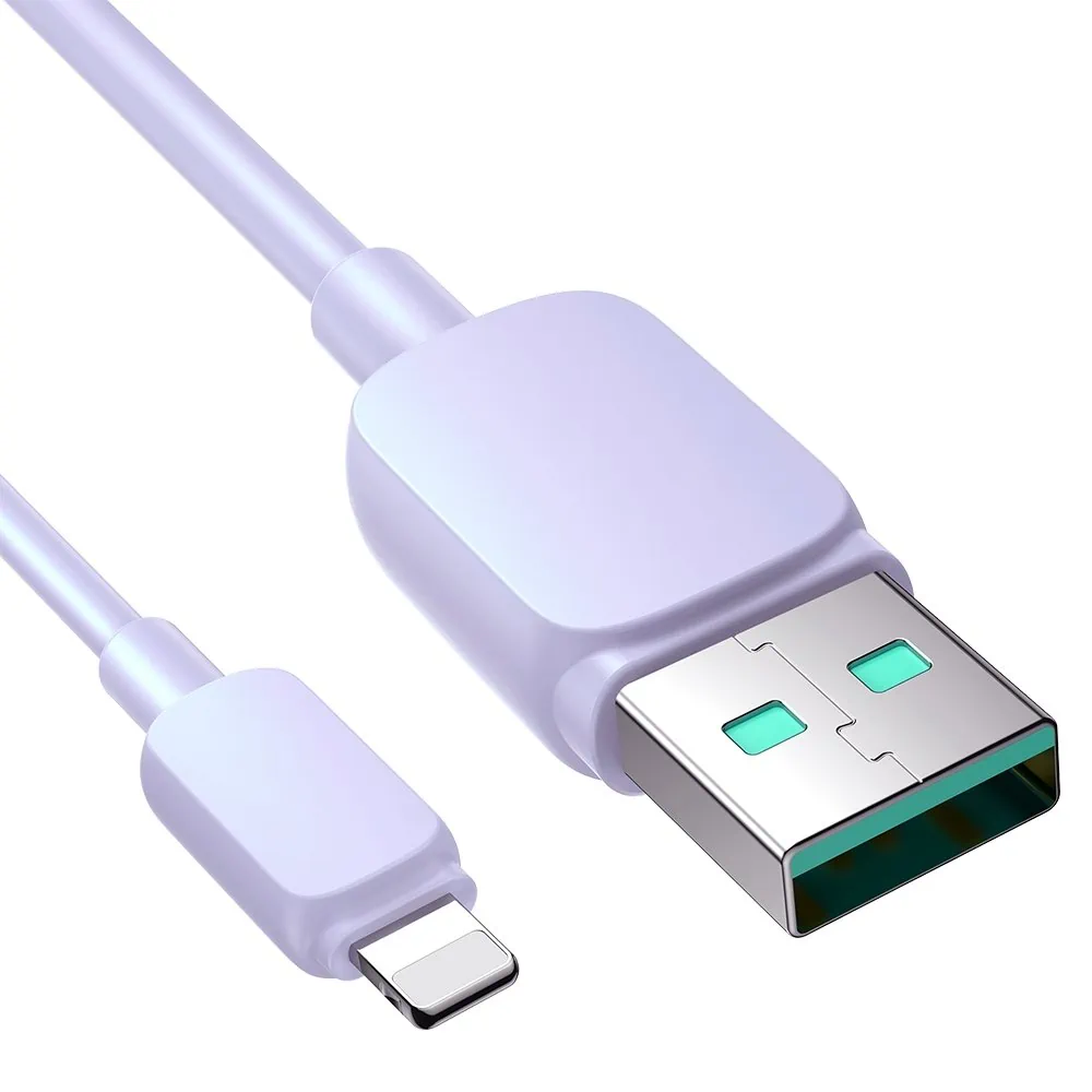 Kabel USB – Lightning do ładowania / transmisji danych, 2.4A, 1.2 metra, fioletowy liliowy