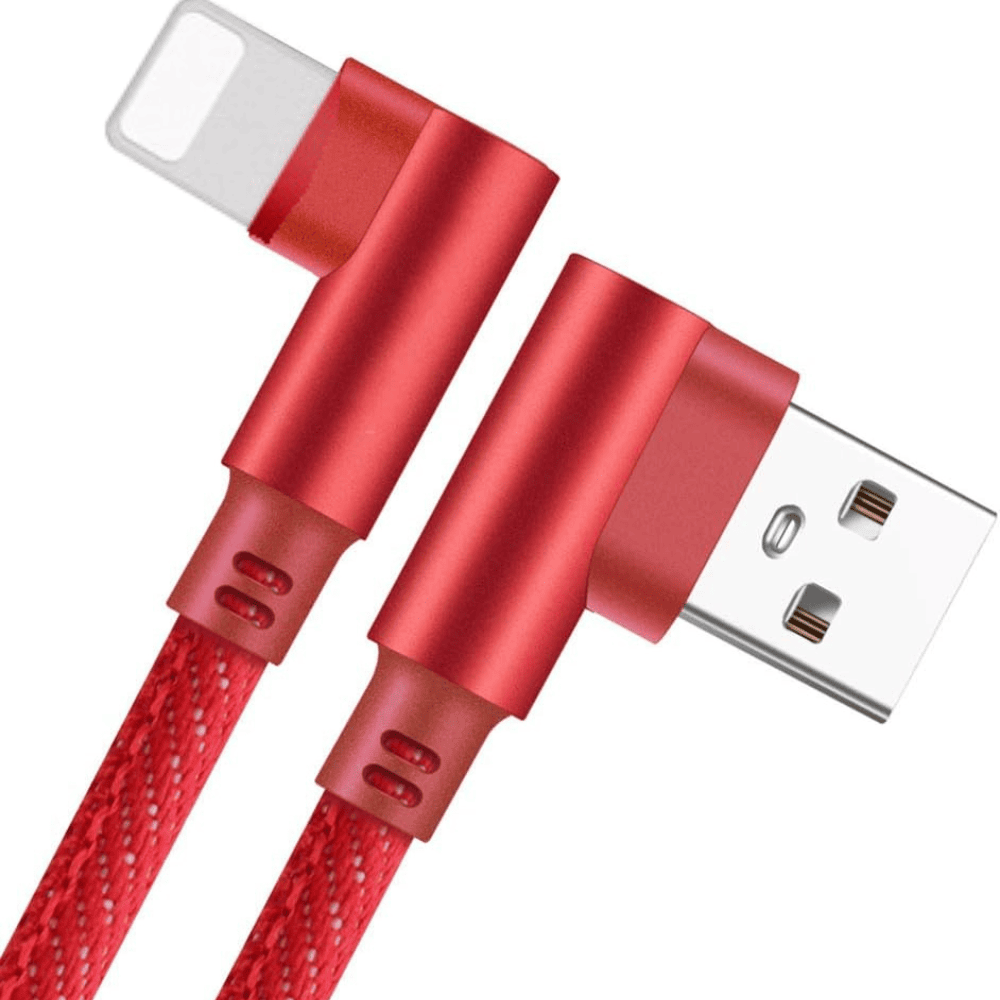 Kabel USB – Lightning, kątowy 90 stopni, 1 metr, czerwony