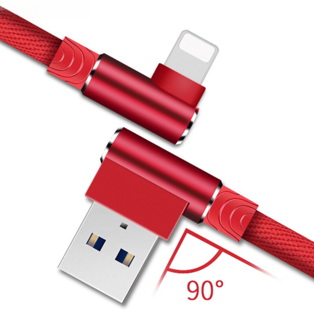 Kabel USB – Lightning, kątowy 90 stopni, 1 metr, czerwony