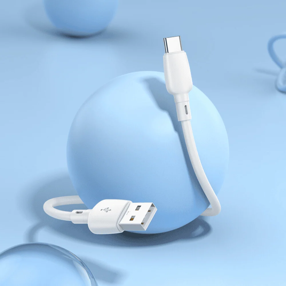 Kabel USB – USB Typ C, tableta, laptopa, bardzo krótki, 0.25 metra, biały