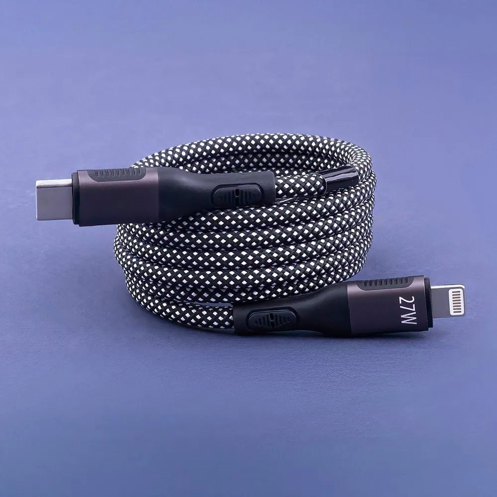Kabel USB typ C – Lightning, PD 27W, szybkie ładowanie, magnetycznie składany, czarny