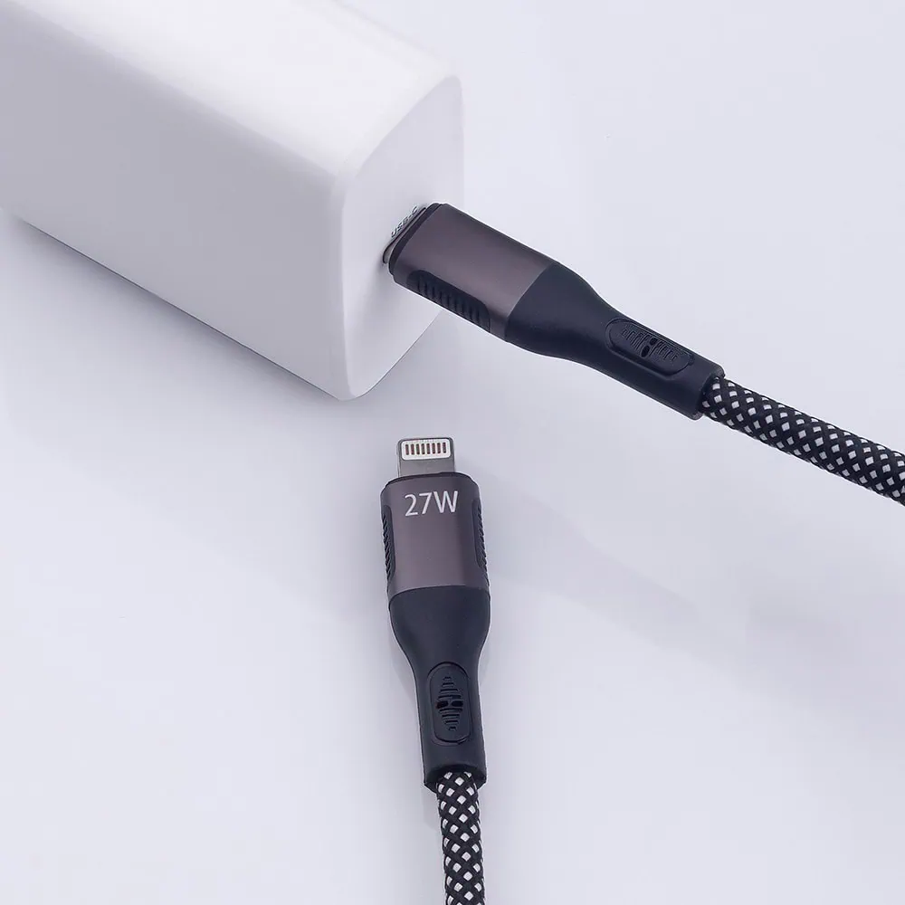 Kabel USB typ C – Lightning, PD 27W, szybkie ładowanie, magnetycznie składany, czarny
