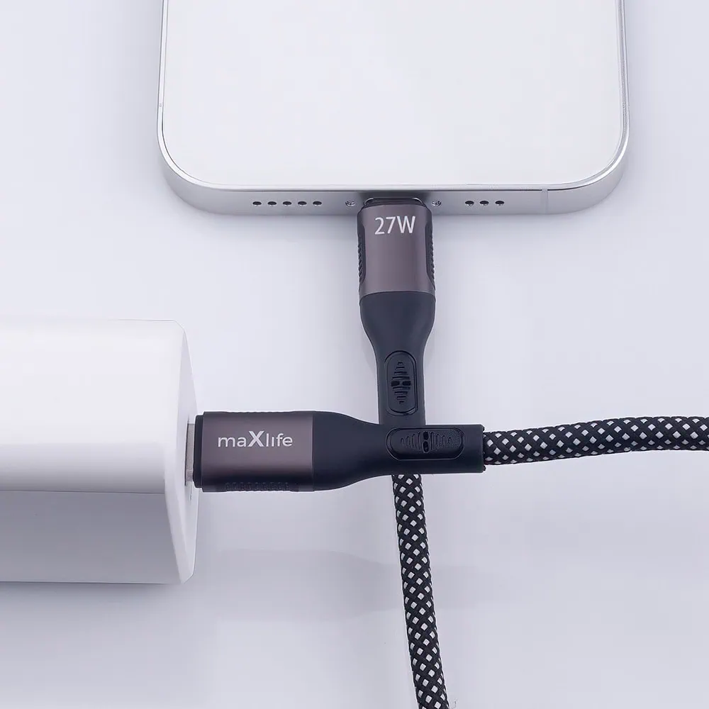 Kabel USB typ C – Lightning, PD 27W, szybkie ładowanie, magnetycznie składany, czarny