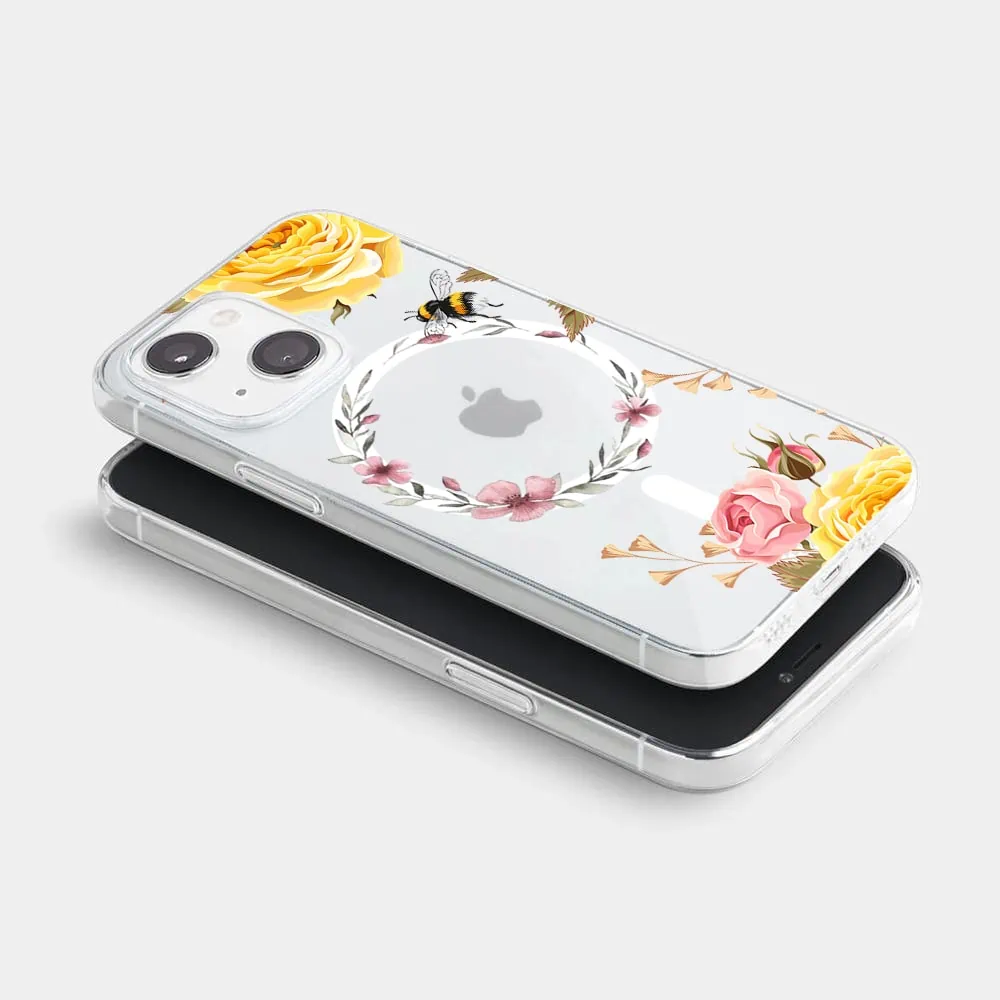 Etui do iPhone 14 Plus, kolorowe kwiaty i pszczoła etui z Magsafe