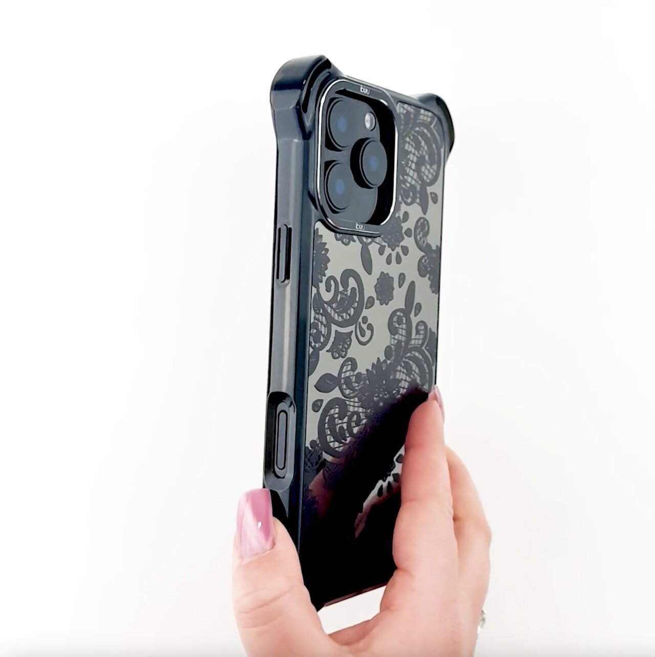 Etui do iPhone 13, Ibizu DropGuard Ultra z MagSafe, Midnight, Koronkowa czerń